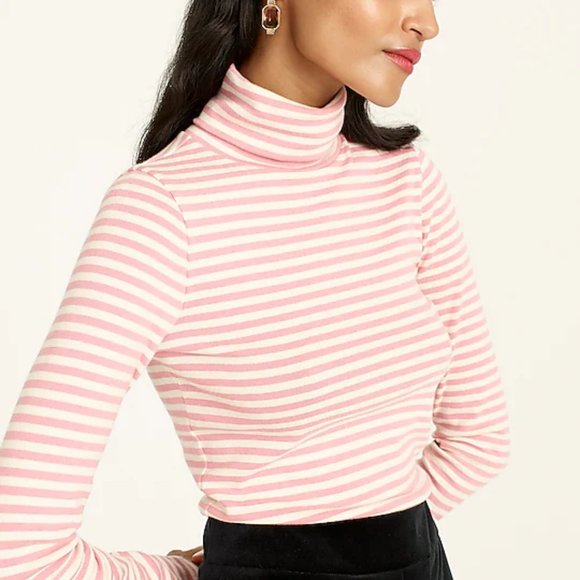 J. Crew - Perfect-fit turtleneck in stripe - Peach Peony Mona Stripe - Picture 2 of 5